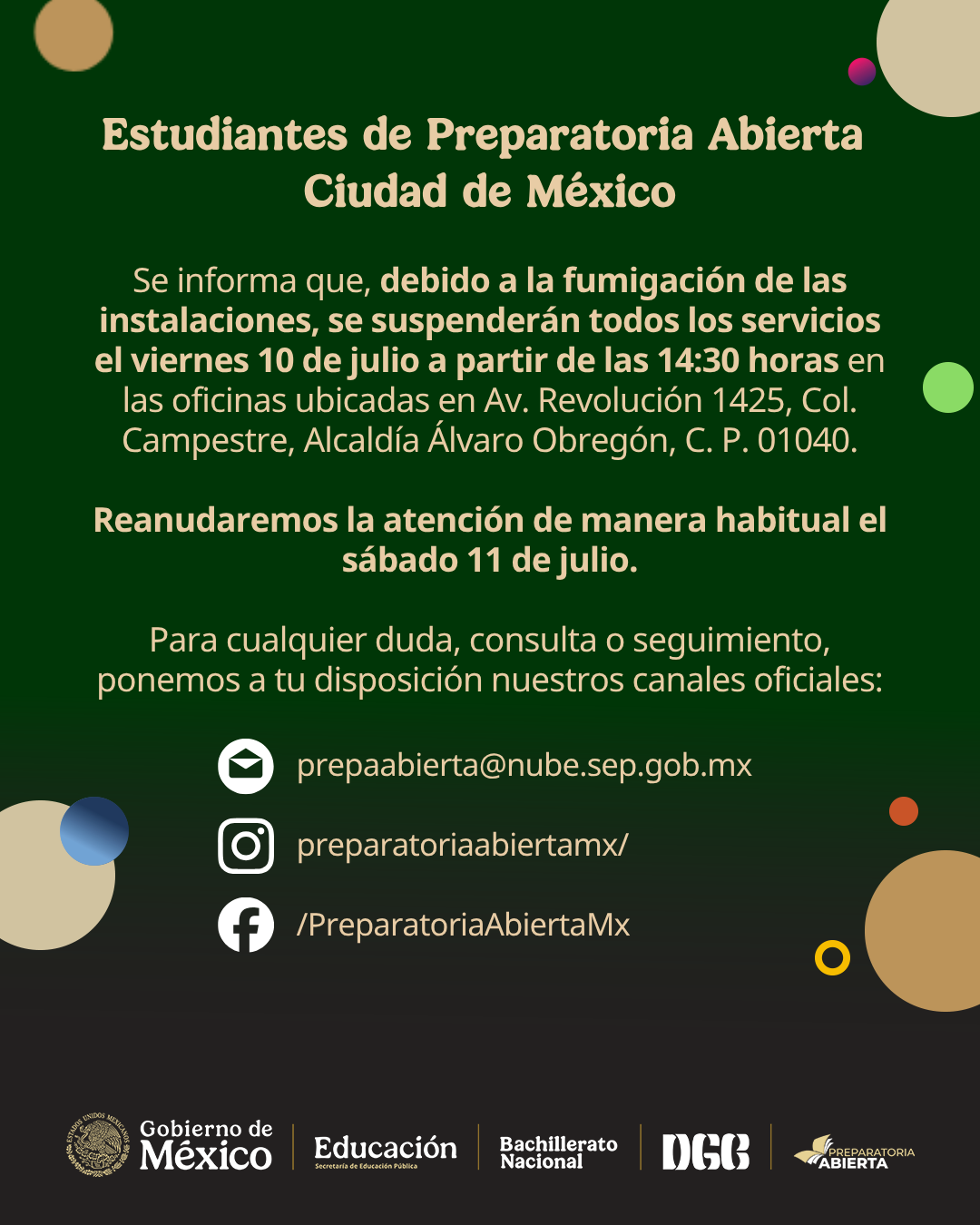Aviso Institucional Preparatoria Abierta